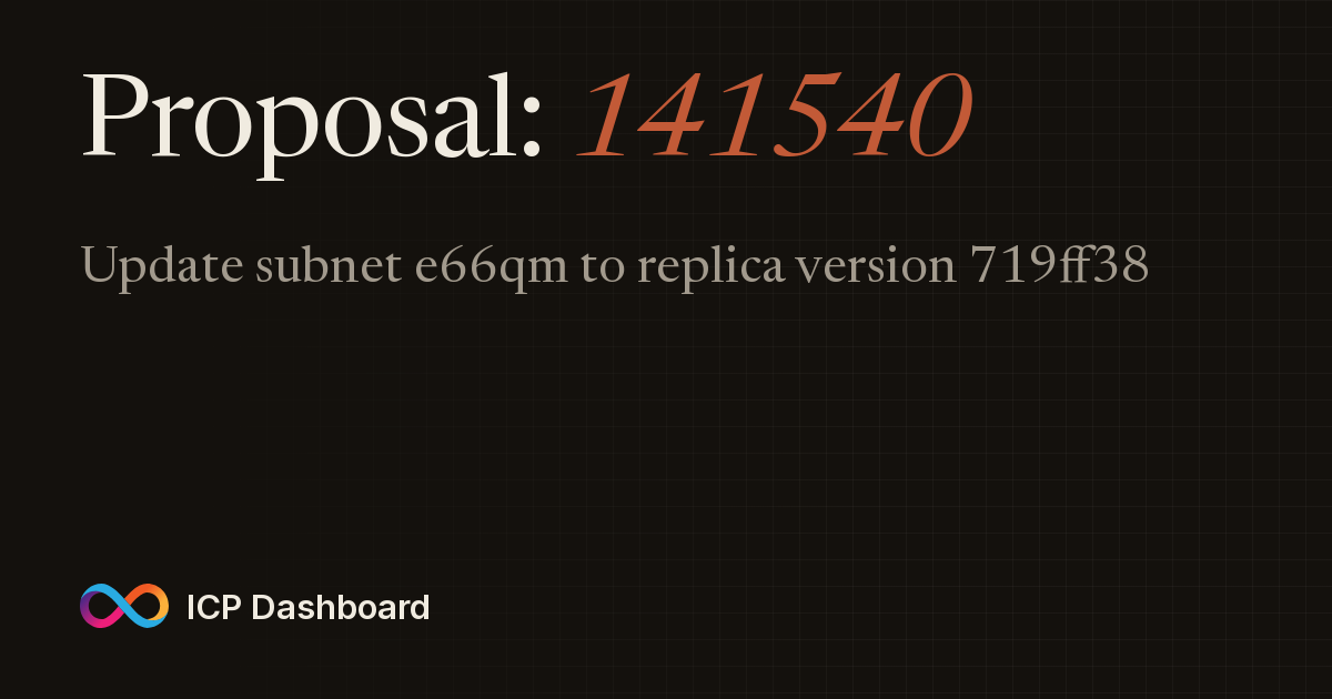 Proposal: 141540 - ICP Dashboard